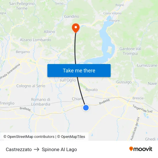 Castrezzato to Spinone Al Lago map