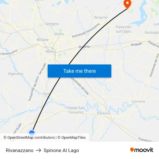 Rivanazzano to Spinone Al Lago map