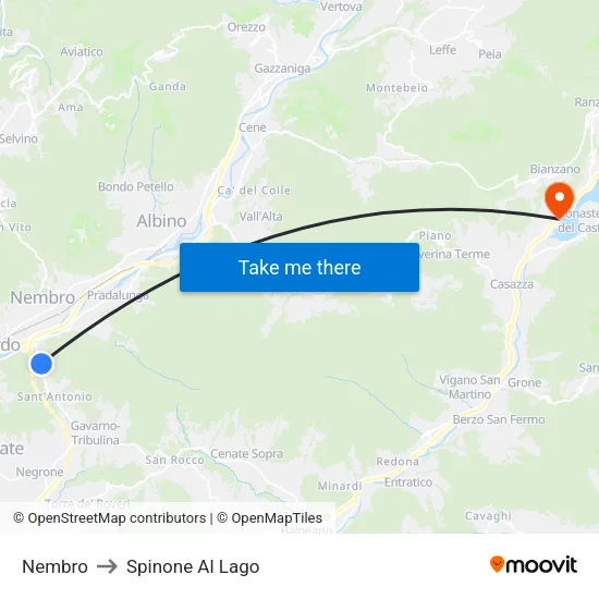 Nembro to Spinone Al Lago map