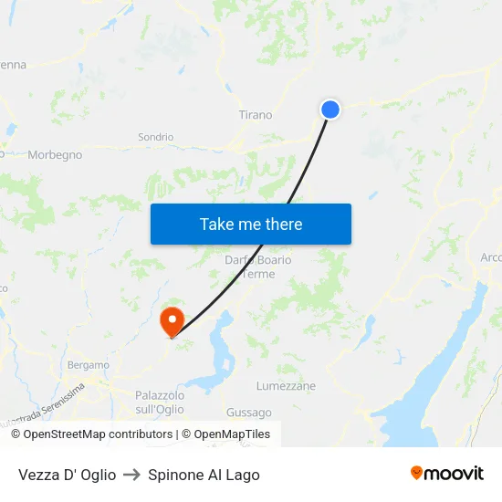 Vezza D' Oglio to Spinone Al Lago map