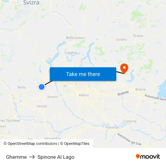 Ghemme to Spinone Al Lago map