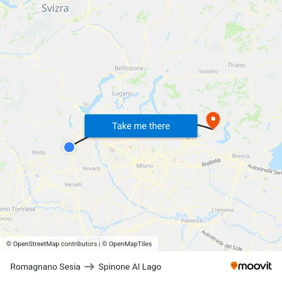 Romagnano Sesia to Spinone Al Lago map