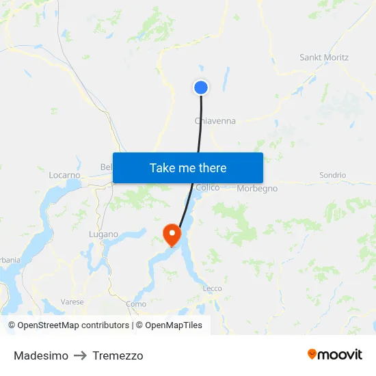 Madesimo to Tremezzo map