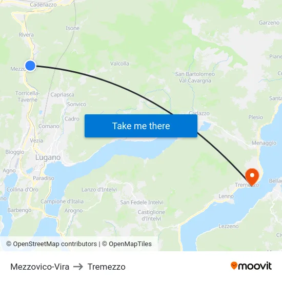 Mezzovico-Vira to Tremezzo map
