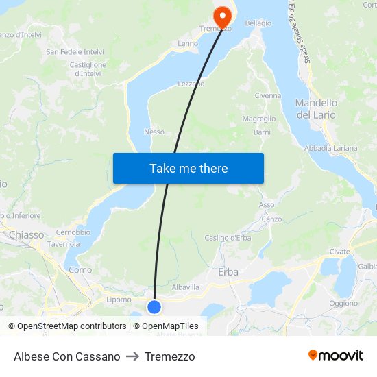 Albese Con Cassano to Tremezzo map