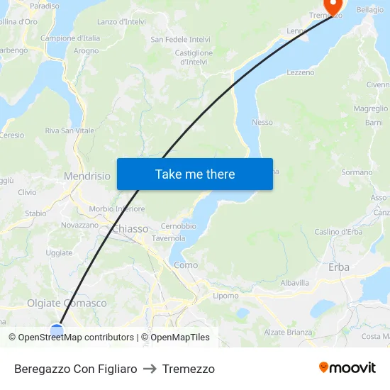 Beregazzo Con Figliaro to Tremezzo map