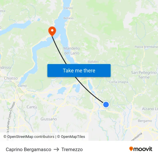 Caprino Bergamasco to Tremezzo map