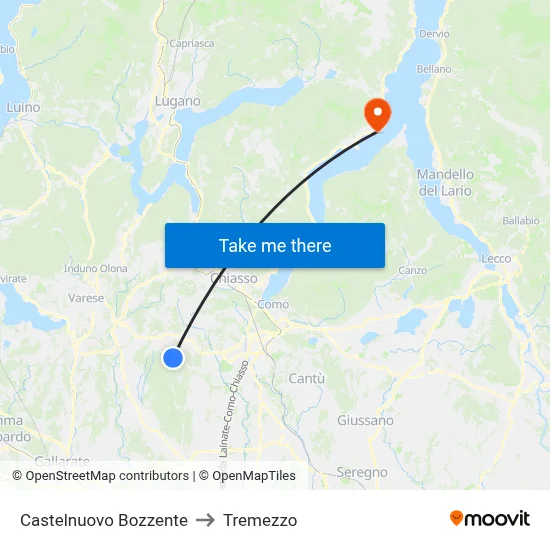 Castelnuovo Bozzente to Tremezzo map