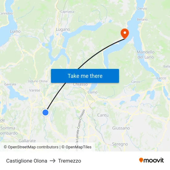 Castiglione Olona to Tremezzo map