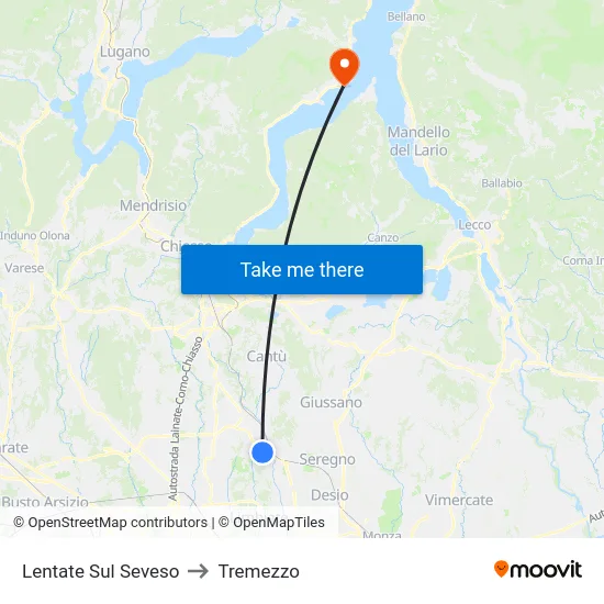 Lentate Sul Seveso to Tremezzo map