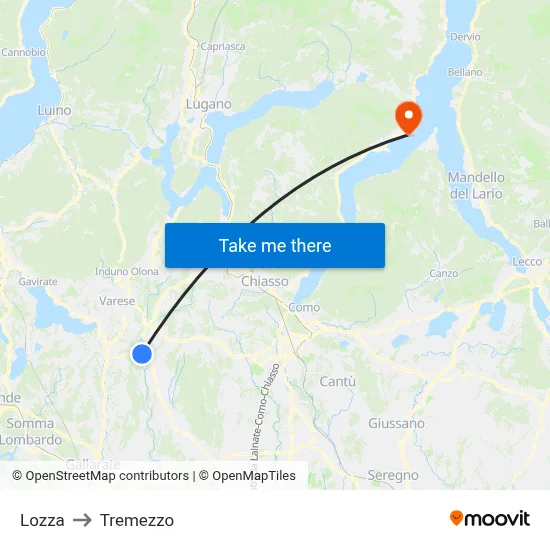 Lozza to Tremezzo map