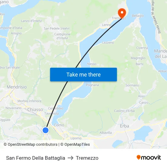 San Fermo Della Battaglia to Tremezzo map