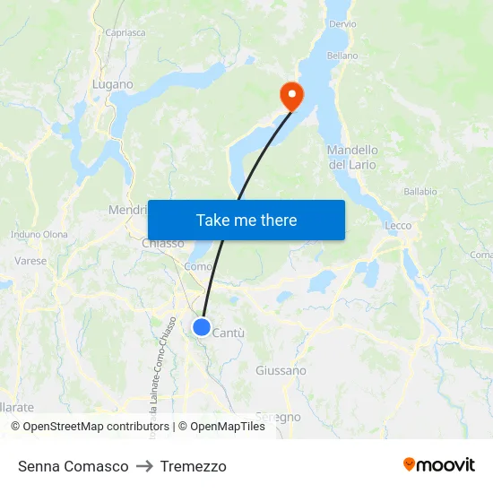 Senna Comasco to Tremezzo map