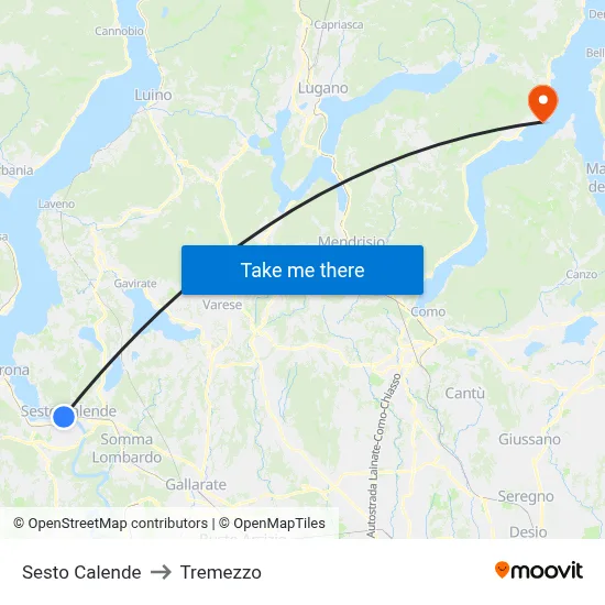 Sesto Calende to Tremezzo map