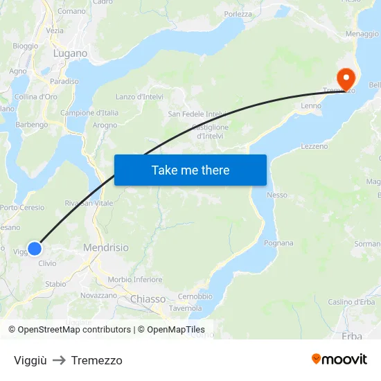 Viggiù to Tremezzo map