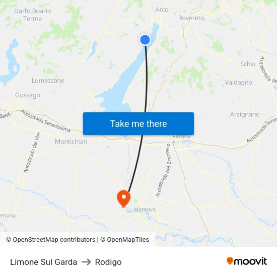 Limone Sul Garda to Rodigo map