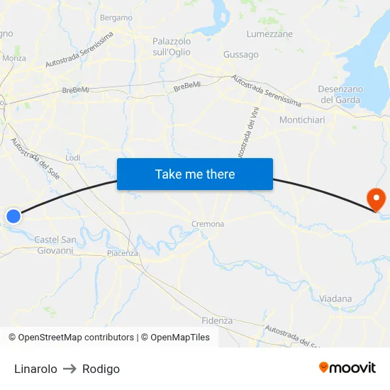 Linarolo to Rodigo map