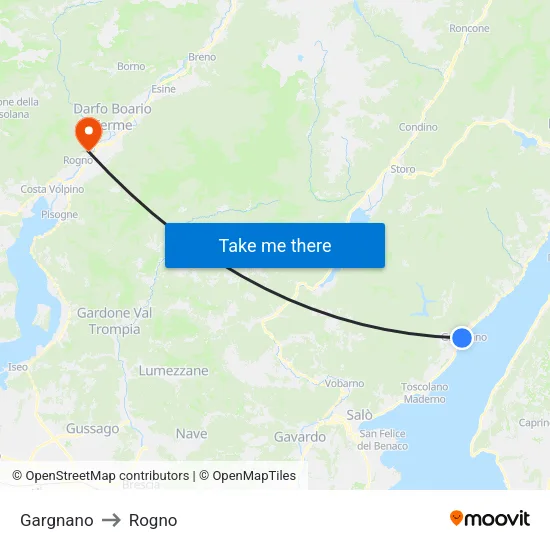 Gargnano to Rogno map