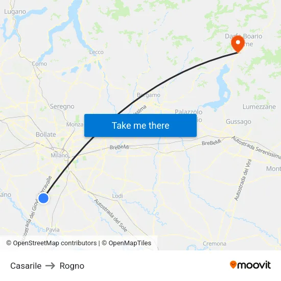 Casarile to Rogno map