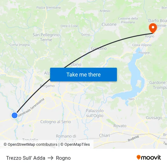 Trezzo Sull' Adda to Rogno map