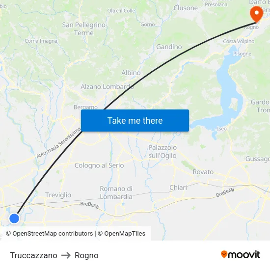 Truccazzano to Rogno map