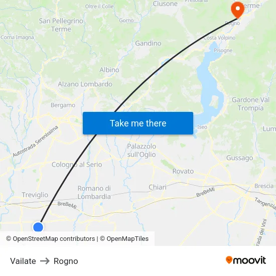 Vailate to Rogno map