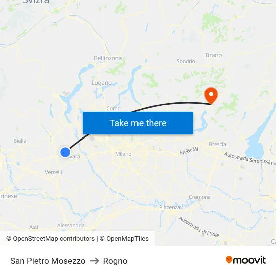 San Pietro Mosezzo to Rogno map