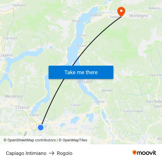 Capiago Intimiano to Rogolo map