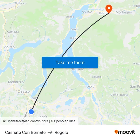 Casnate Con Bernate to Rogolo map