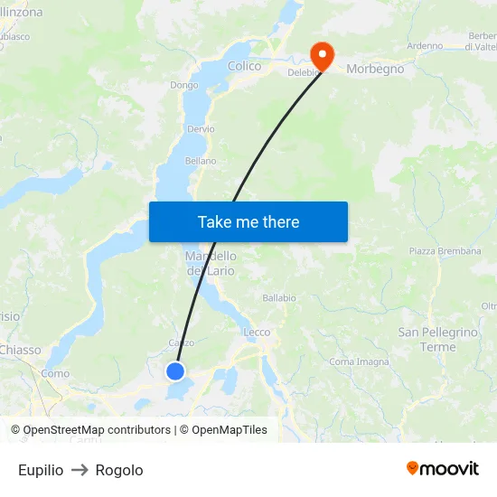 Eupilio to Rogolo map