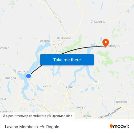 Laveno-Mombello to Rogolo map