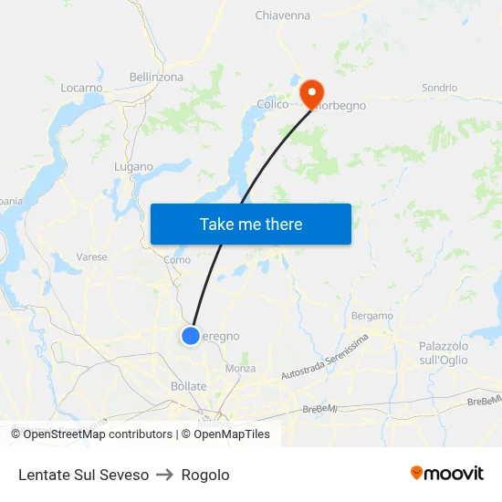 Lentate Sul Seveso to Rogolo map