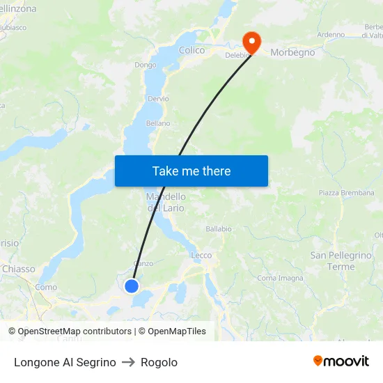 Longone Al Segrino to Rogolo map