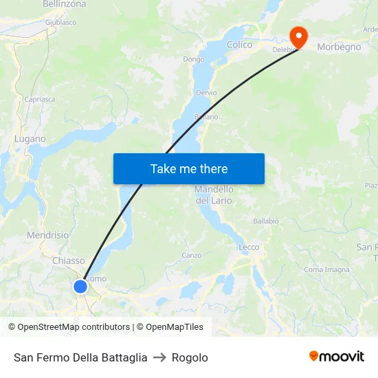 San Fermo Della Battaglia to Rogolo map