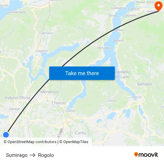Sumirago to Rogolo map