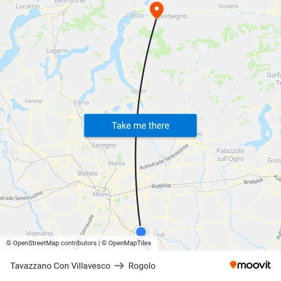 Tavazzano Con Villavesco to Rogolo map