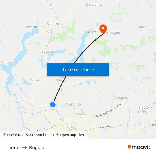 Turate to Rogolo map