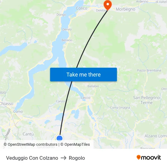 Veduggio con Colzano to Rogolo map