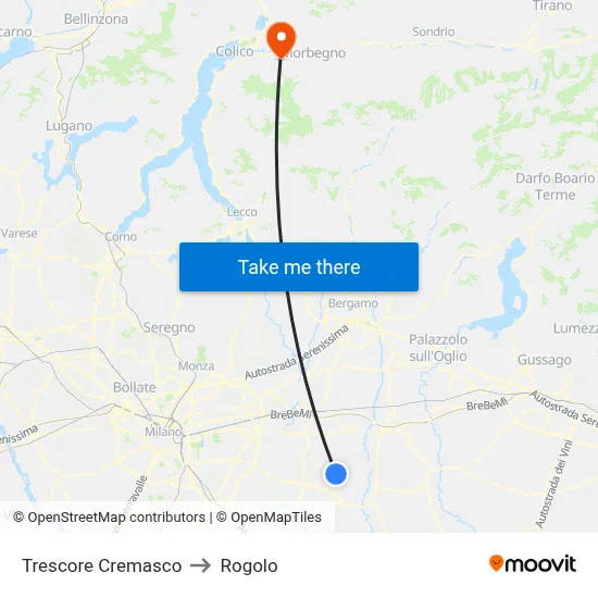 Trescore Cremasco to Rogolo map