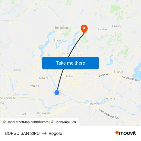 Borgo San Siro to Rogolo map