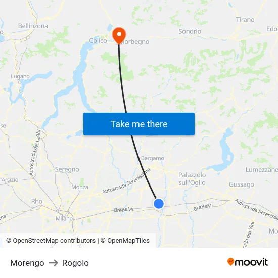 Morengo to Rogolo map