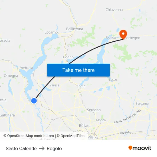 Sesto Calende to Rogolo map