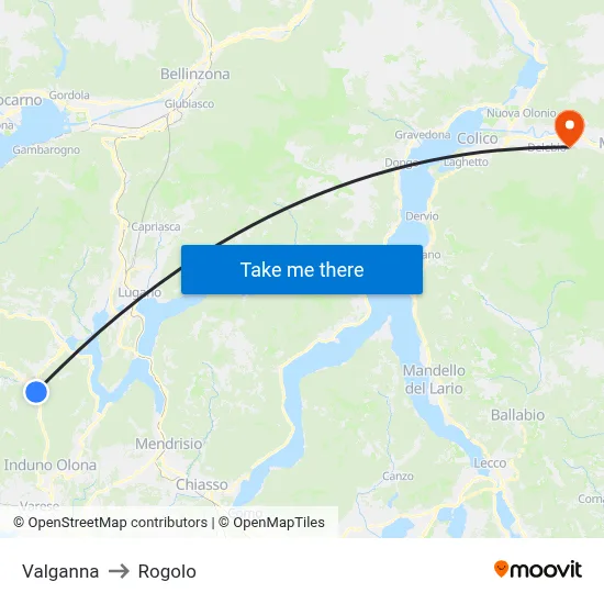 Valganna to Rogolo map