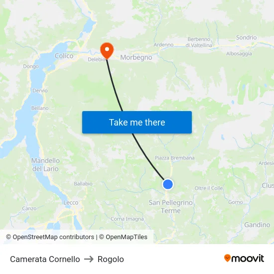 Camerata Cornello to Rogolo map