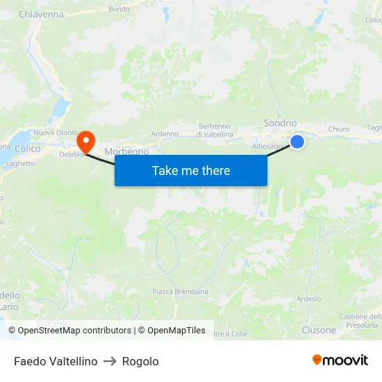 Faedo Valtellino to Rogolo map