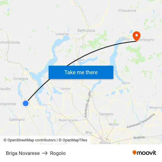 Briga Novarese to Rogolo map