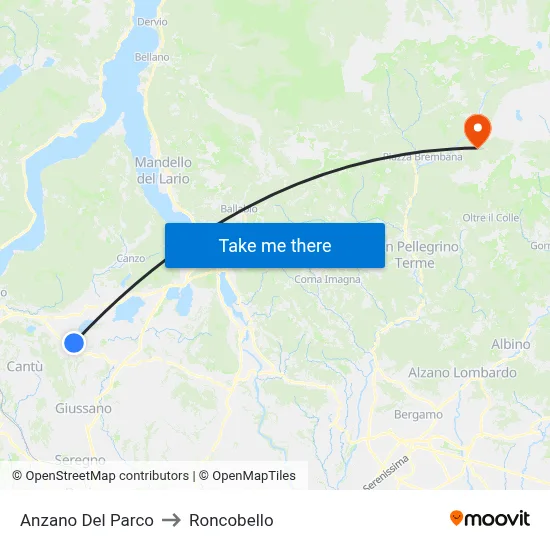 Anzano Del Parco to Roncobello map