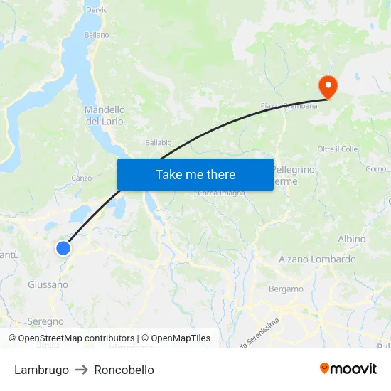 Lambrugo to Roncobello map