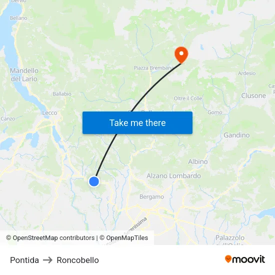 Pontida to Roncobello map