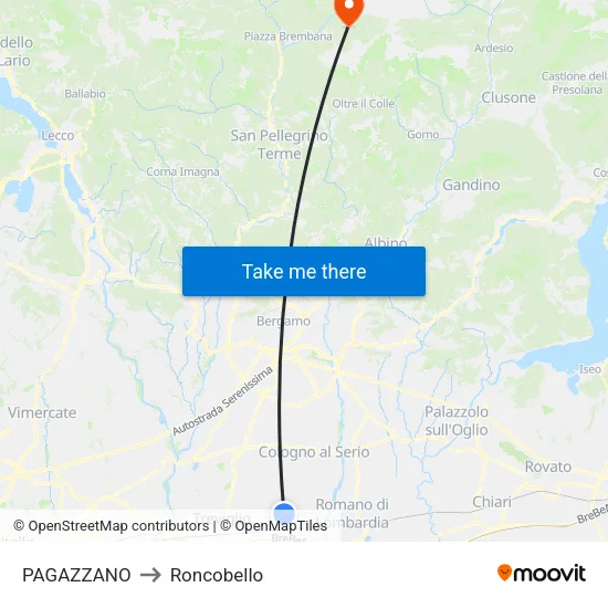 PAGAZZANO to Roncobello map